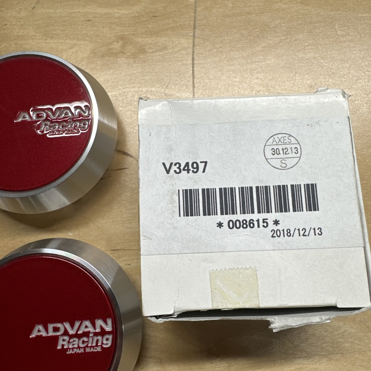 New YOKOHAMA ADVAN Racing Center Caps FLAT Red φ63 Set of 4