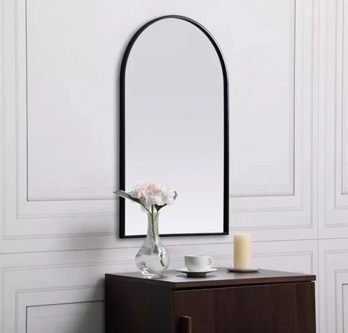 Elegant Decor Ayra 22x36" Arch Modern Wood/Iron Mirror in Black - Picture 7 of 7