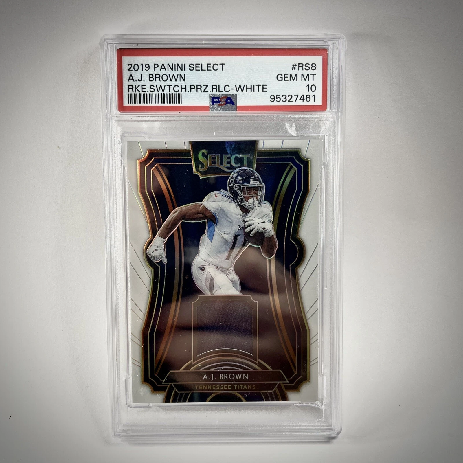 AJ Brown Panini Select Rookie Swatches Prizm Relics #RS8 White