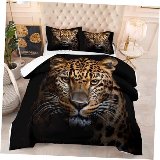 Leopard Print Bedding Set Queen Size Wild Animal Leopard Print Comforter Set