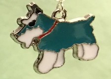 BLUE SCHNAUZER NECKLACE - Enamel on 18  Gray Steel Cable - DOG MINI GIANT