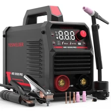 YESWELDER 205Amp Stick Welder Large LED Display with Lift TIG Torch, Digital ...