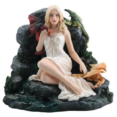 Veronese 5.5'' Maiden and the Dragonlins Hand-Painted Resin Sculpture