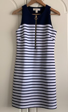 Michael Kors Norwood White & Navy Striped Sleeveless Scuba Dress Size 6