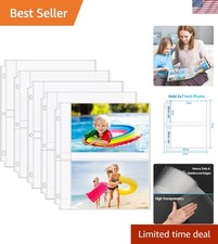 60 Pack 5x7 Photo Sleeves - 240 Pictures, Acid-Free  Clear for 3 Ring Binders