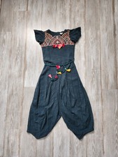 Leo N Babes Girls Boho Embroidered Harem Romper Jumpsuit Green Cotton Sz 32EUC