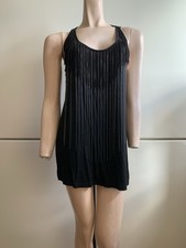 Black Tassel Fringe Mini Dress Sleeveless Party Cocktail Clubwear Size M