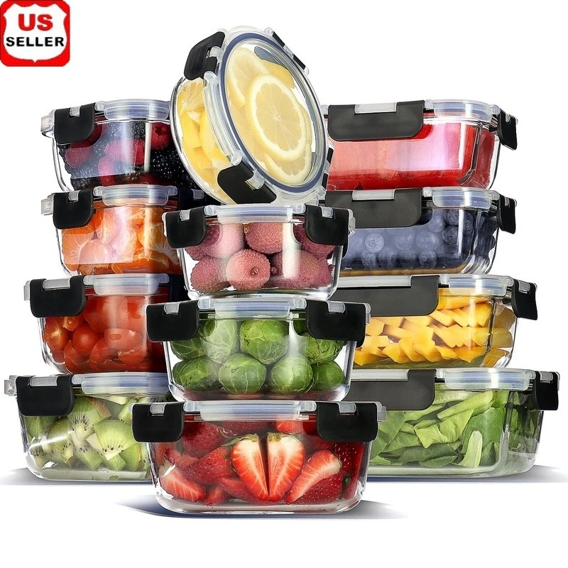 Stackable Glass Food Storage Containers Airtight Leakproof Meal Prep Set New
Opens in a new window o