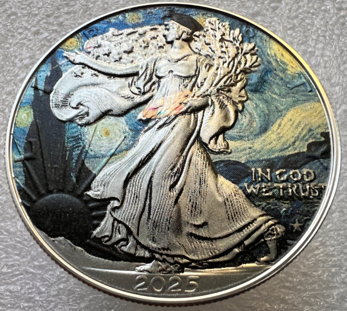 Van Gogh Starry Night - Colorized American Silver Eagle 1oz Silver