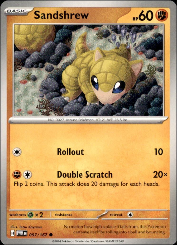 Pokemon - Sandshrew #097/167 - TWM Common