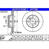 2X ATE 24.0117-0105.1 Bremsscheibe Vorderachse FüR Wagon R+ Alto VI Vorne