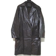 FENDI Leather Double Breasted Chester Coat Women  s Dark Brown Size 42