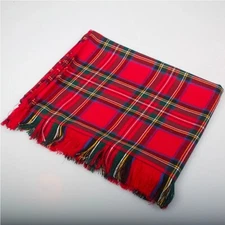 Classic Tartan Plaid Scarf Red Green Blue Yellow Fringe Acrylic Warm Winter