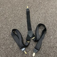 Pelican USA Men s Y Suspenders Leather Trim Snap Braces OSFM Black/Gold