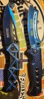 COOL, HUNT D🌎WN ALL BLUE CLEAVER BLADE & TAC- FORCE BLACK AND BLUE WITH SKULLS! — photo 1