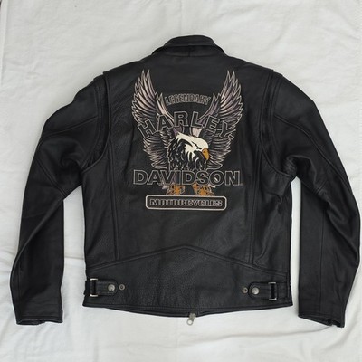 Harley-Davidson Legendary Eagle Black Leather Jacket Mens Size Large