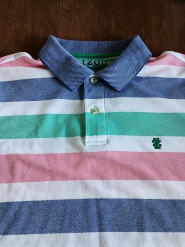 Camisa polo de golf IZOD Advantage Performance para hombre blanca rosa verde azul talla M - Imagen 4 de 21