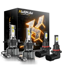 4pcs H4+9145 LED Headlight Hi/Lo Beam+Fog Light Bulbs Combo Kit 6400K White