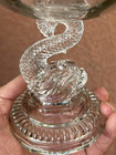 france PORTIEUX VALLERYSTHAL 6 3/4" TALL DOLPHIN FOOTED COMPOTE art glass 7 1/4" — photo 7