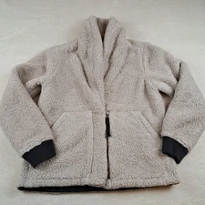 REI Co-op Jacket Womens Medium Tan Sherpa Fleece Zip Sweatshirt Shawl Collar