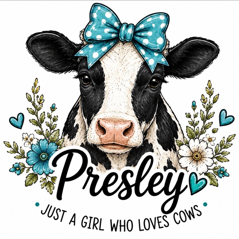 Personalized Cow Name Design | Custom Farm Animal PNG | Digital Download