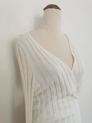 SIR the Label Wrap Maxi Dress Size 1 8 White Long Sleeve Ribbed Knit Stretch - Bild 3 von 15