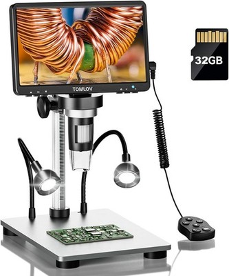 Digitalmikroskop 7 Zoll 1200X 1080P USB Metallständer 12MP LED für PC Mac