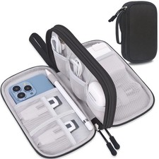 Electronic Organizer Travel Cable Bag Pouch Tech Case Portable Double Black