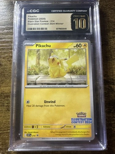 CGC Pristine 10 Pikachu 214 Black Star Promo Illustration Contest 2024 Pokemon