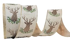 Cinta de Navidad MEGA ROLL con cable de 2,5" x 50 yardas brillo reno color natural
