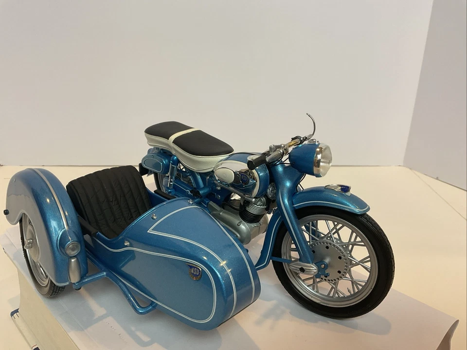 1/10 Schuco 1954 NSU Max Motorrad MIT Beiwagen Motorcycle Blue - Image 4 of 4