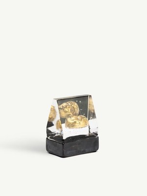 Kosta Boda Skulptur Black Elements HOUSE OF MYSTERY GOLD, B. Vallien, Glas-Kunst
