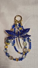 Blue And Yellow Sparkley Decorative Whimsical Designer Beaded Phone Charm