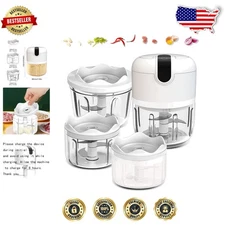 White 3-Cup Electric Food Chopper, 30W Portable Mini Processor, USB Rechargeable