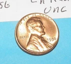 1956       CHOICE BRILLIANT RED UNCIRCULATED   WHEAT CENT #3