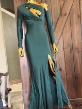 J.OUR Emerald Green One Shoulder Cutout Slit Maxi Dress Size Small Made in USA