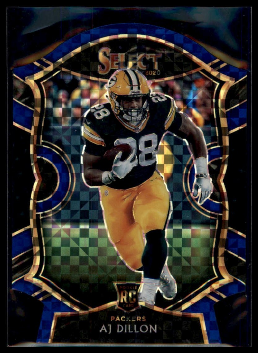 2020 Panini Select #65 AJ Dillon Blue Prizm Die Cut