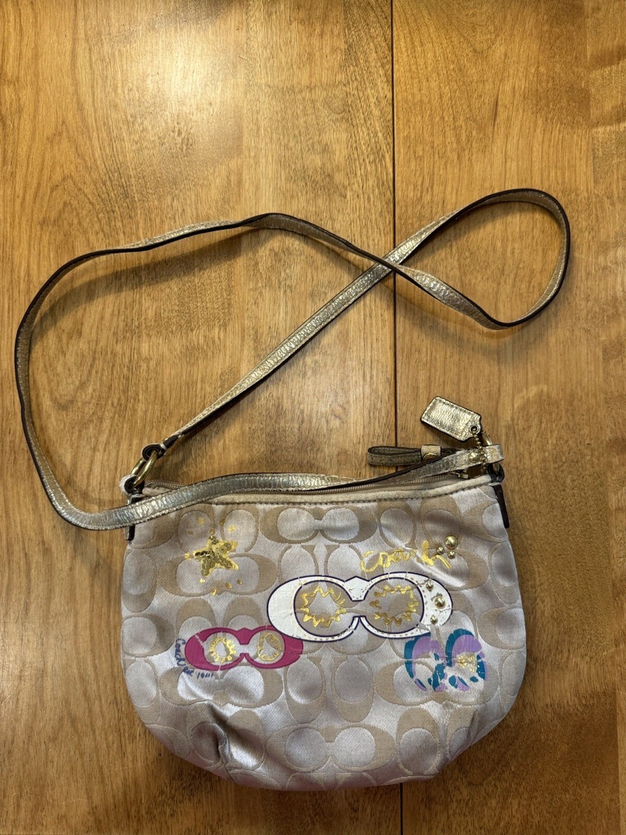 Coach Signature Demi Crossbody Purse Sunglasses Gold Sequin