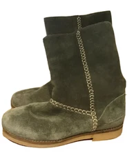 Boots Suede Faux Fleece Pull On Flatt Womens Sz 6 by Coolway