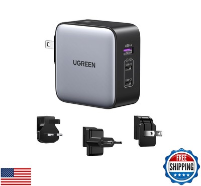 UGREEN 65W USB C Charger, Nexode 3 Port Travel Charger GaN Fast International