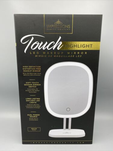 Impressions Vanity Touch Highlight White Dimmer LED MakeUp Face Mirror NIB - Picture 1 of 3