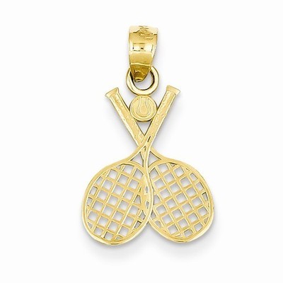 14K GELBGOLD TENNISSCHLÄGER SCHLÄGER & BALL CHARM ANHÄNGER - 0,6 GM
