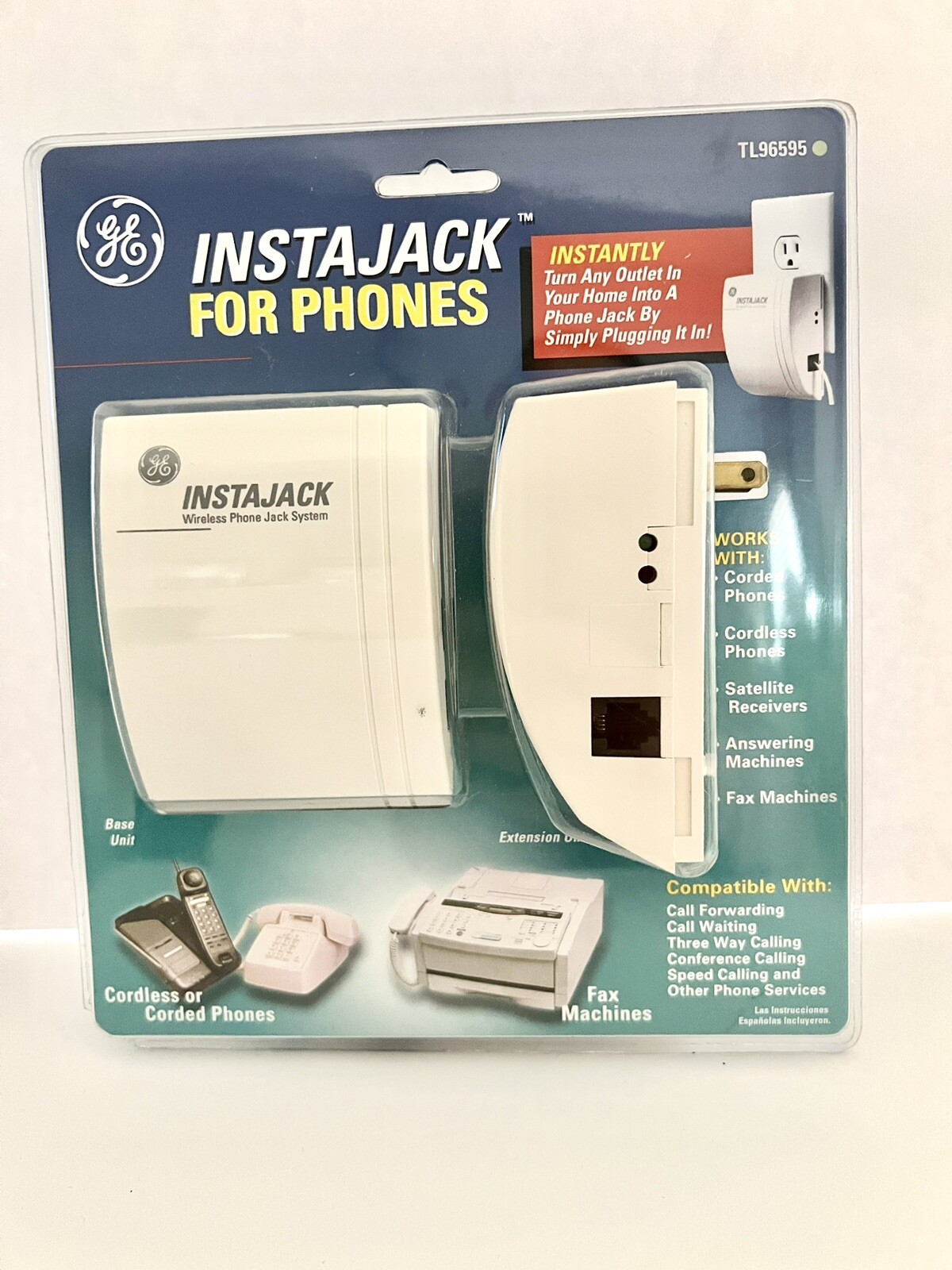 Genuine GE Instajack Wireless Phone Jack Model TL96595, Base