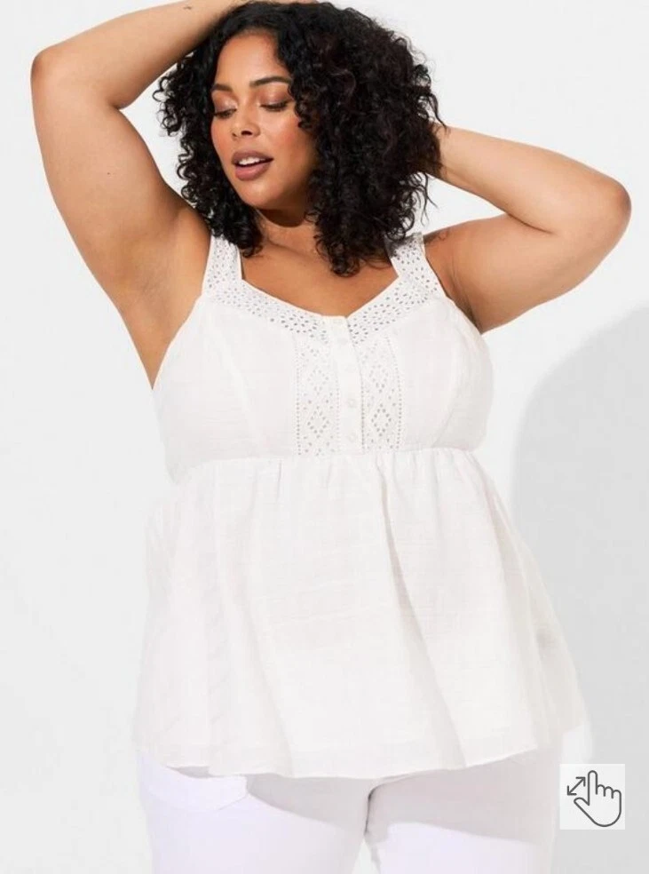 Plus size white store babydoll top