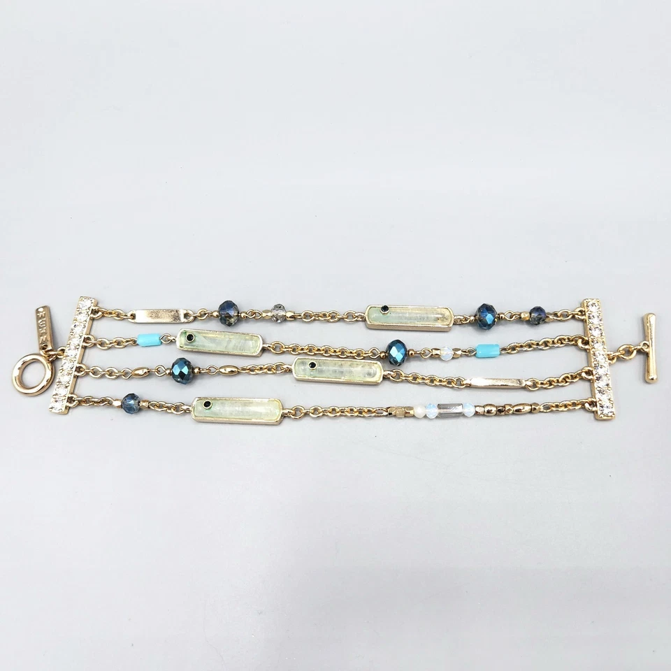 Destacado Contemporáneo: Brazalete Casa Blanca Mercado Negro 4 Cadenas Cristal Azul 8" Foto 2 de 4