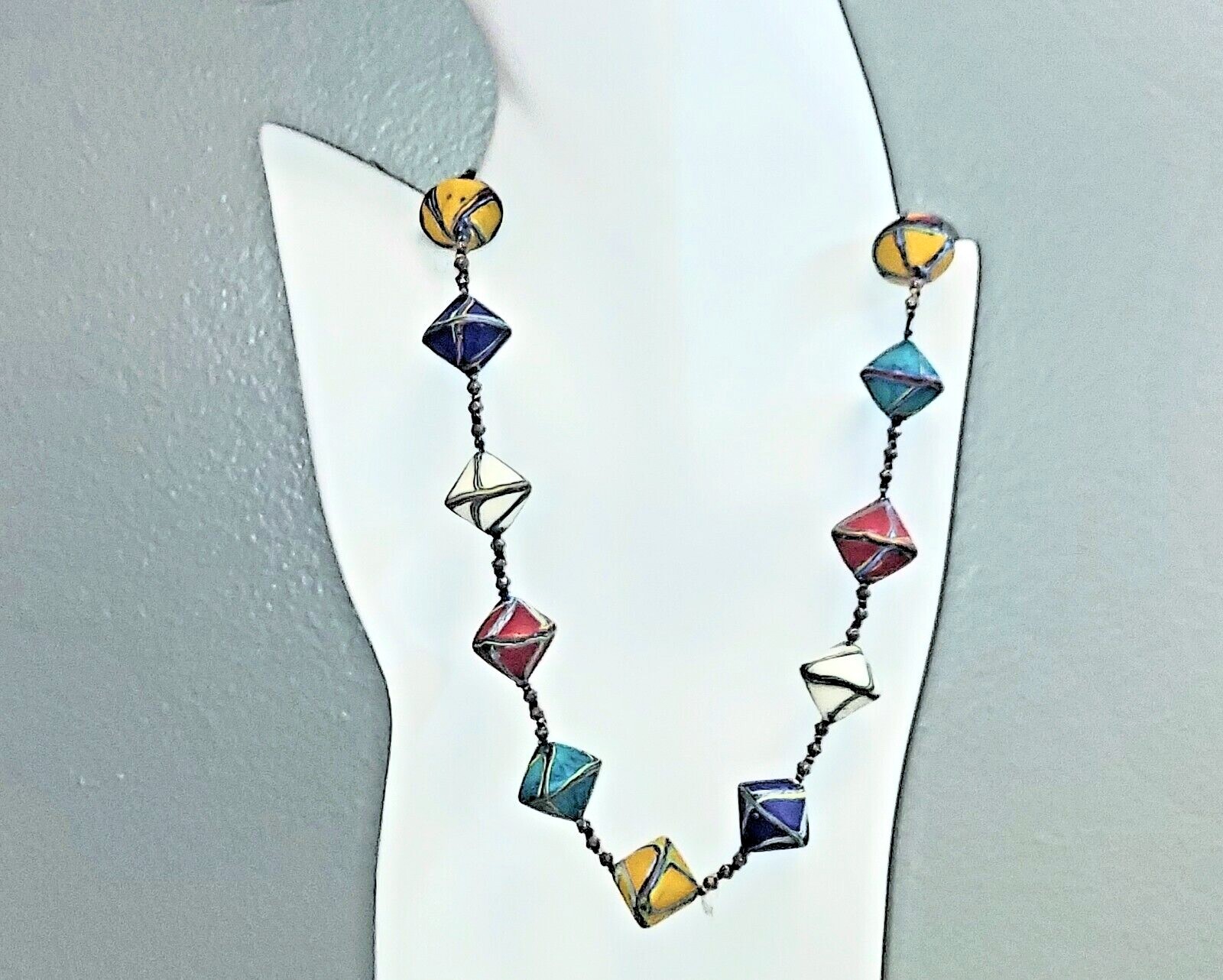 Murano Italy Smithsonian Polymer Clay Beads Necklace New-image