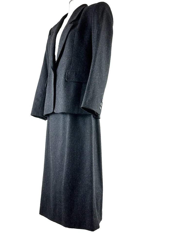 Traje John Meyer Vintage Para Mujer 6 Noche Chaqueta Falda Conjunto 100% Lana Negro EE. UU. Foto 3 de 4
