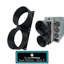 Dual 120mm to Dual 5 Inch Fan Duct Intake Exhaust Silencer ASIC Crypto Miner