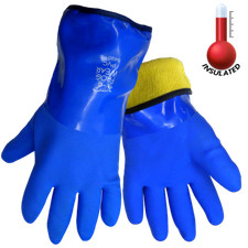 Frog Wear Terry Cloth Lined Cold Weather 12" Triple Dipped PVC Gloves Safety MED