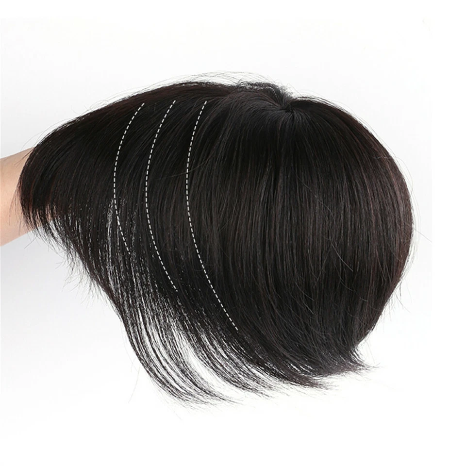 Peluca para mujer 100 % real con clip de toupee y cabello humano flequillo bob top Foto 4 de 4